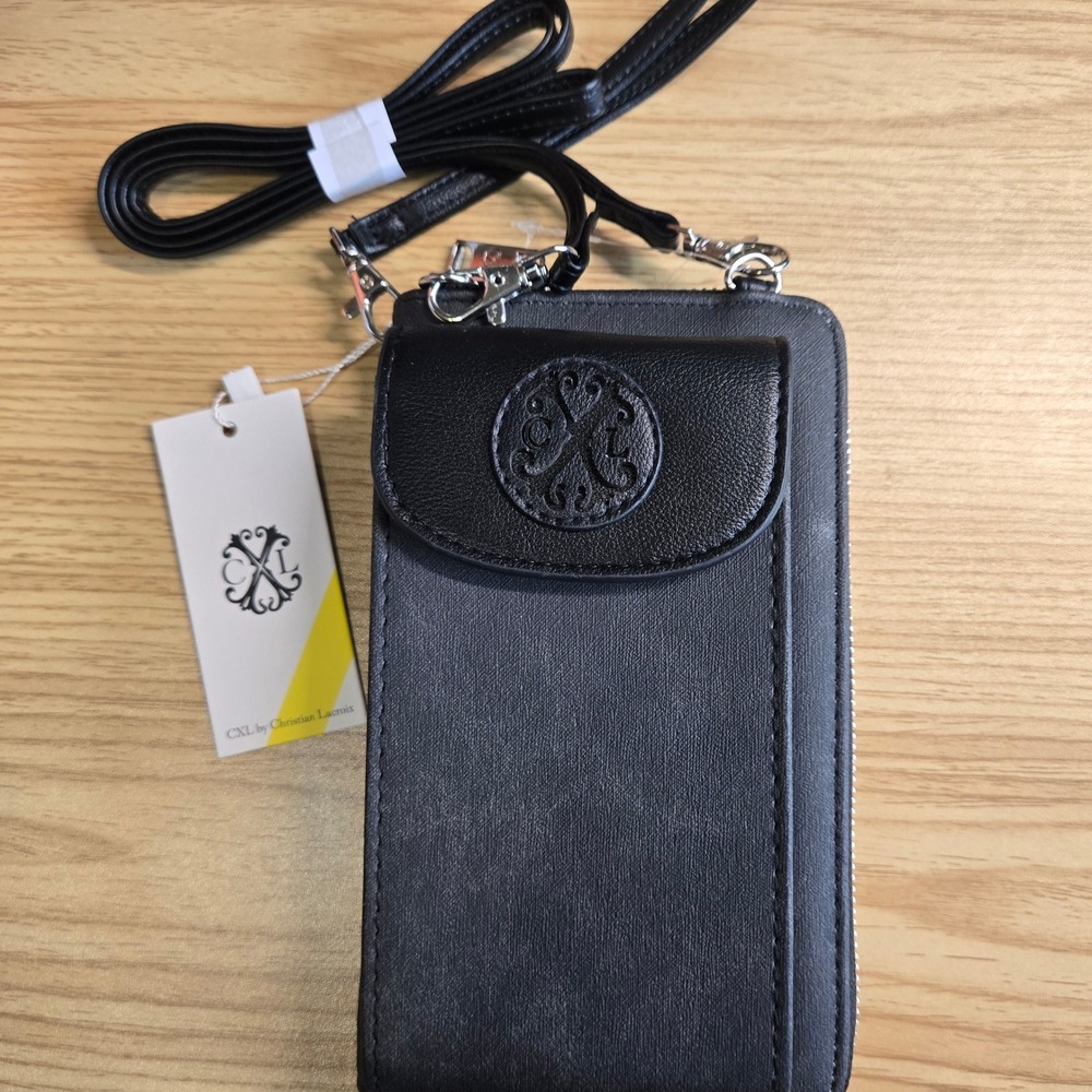 CXL by Christian Lacroix Phia Crossbody Wristlet Black Denim Phone Bag